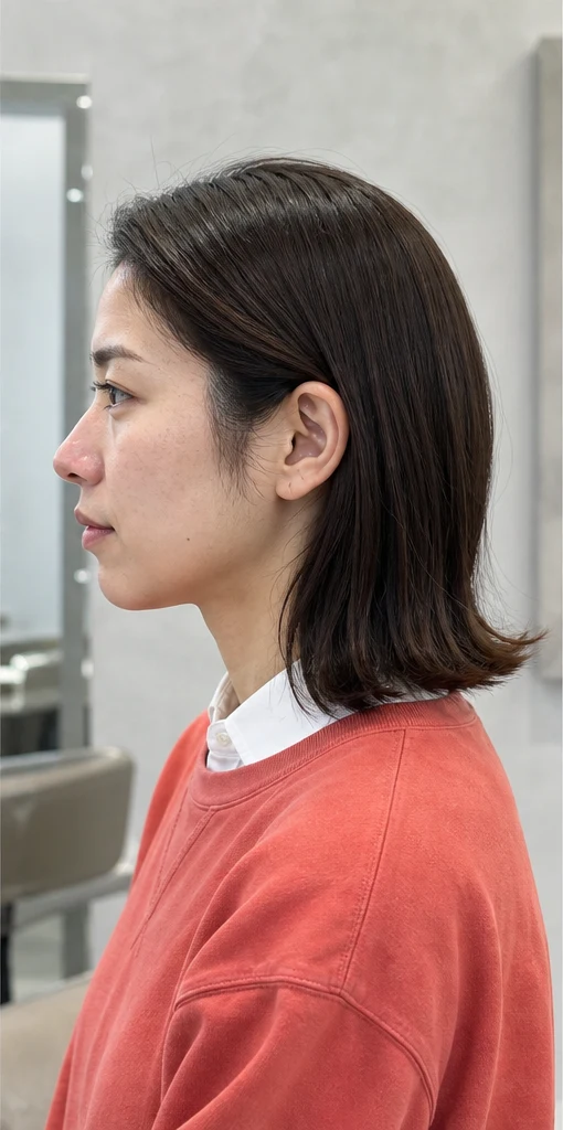 外ハネレイヤーロブの側面ビュー