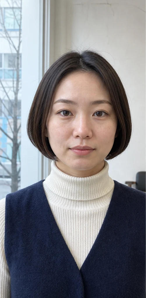 丸みミニボブの正面ビュー