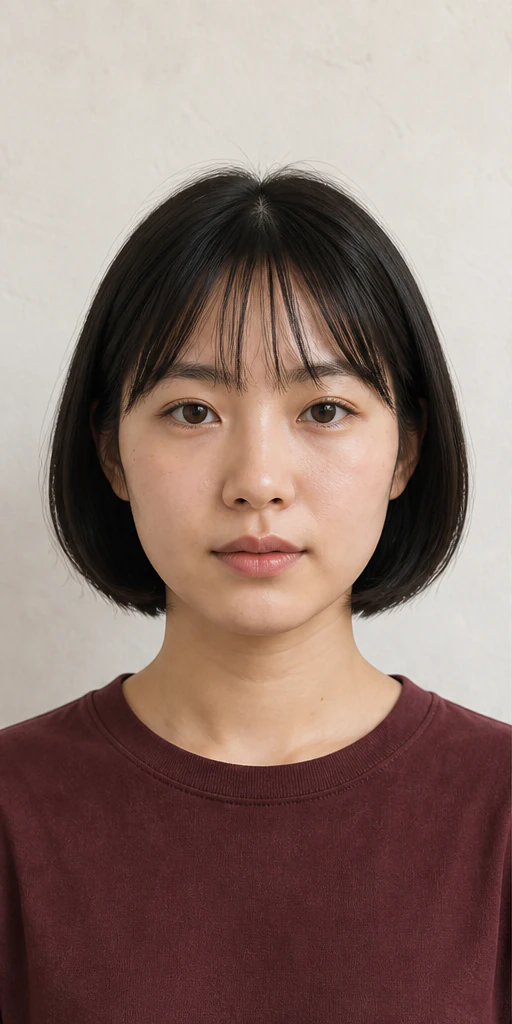 シースルーバング・丸みCカールボブの正面ビュー