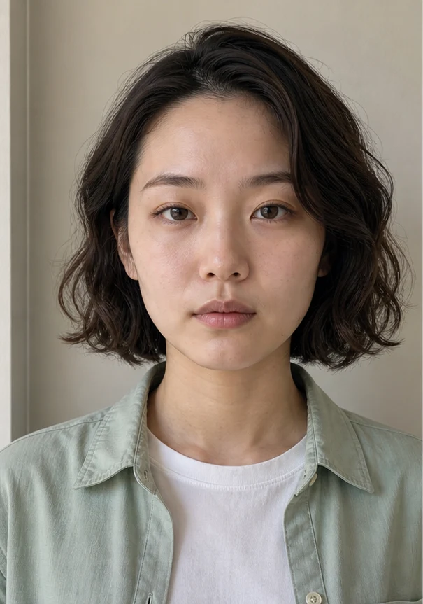 ニュアンスパーマボブの正面ビュー