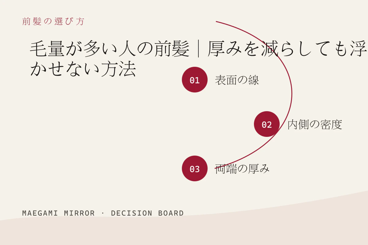 毛量が多い人の前髪|厚みを減らしても浮かせない方法の3つの判断軸