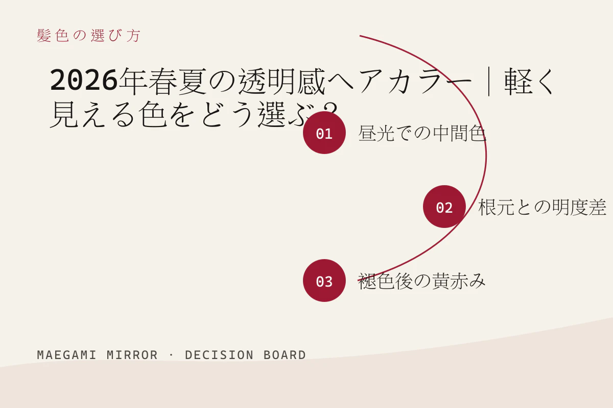 2026年春夏の透明感ヘアカラー｜軽く見える色をどう選ぶ？の3つの判断軸