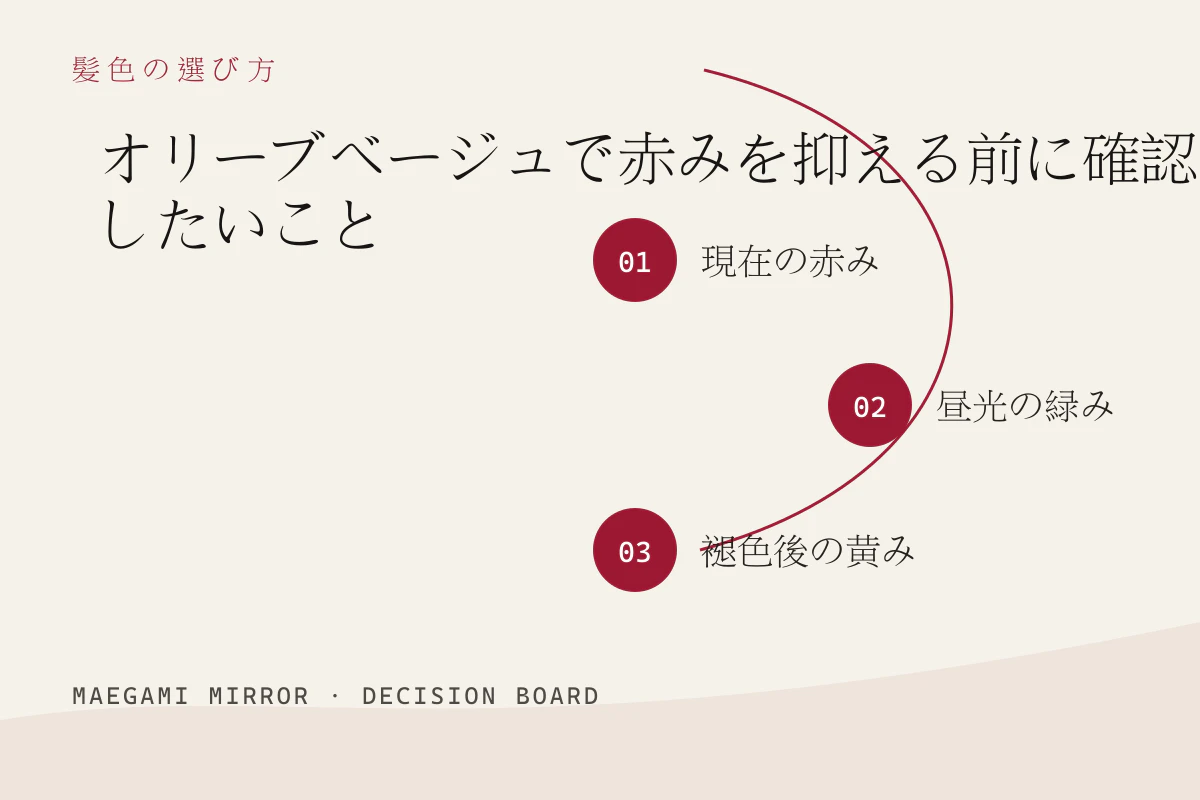 オリーブベージュで赤みを抑える前に確認したいことの3つの判断軸
