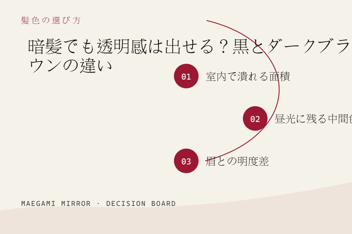 暗髪でも透明感は出せる?黒とダークブラウンの違いの3つの判断軸
