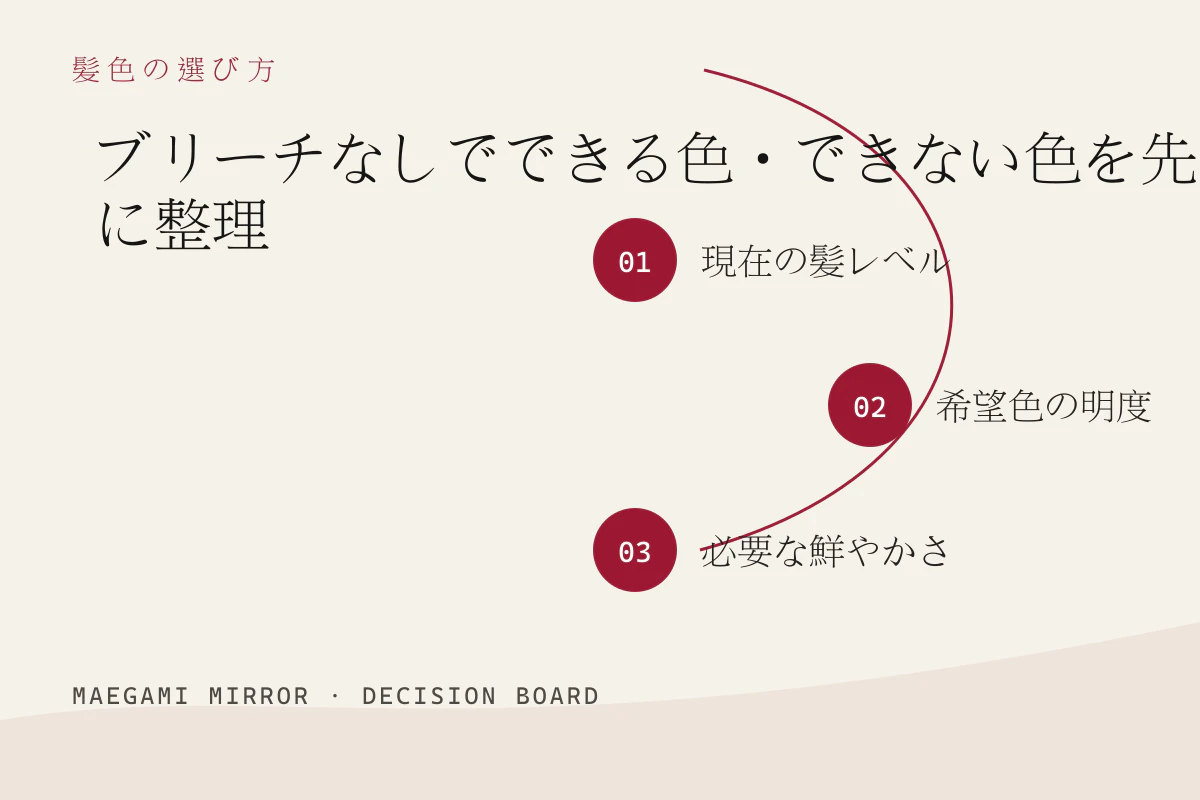 ブリーチなしでできる色・できない色を先に整理の3つの判断軸