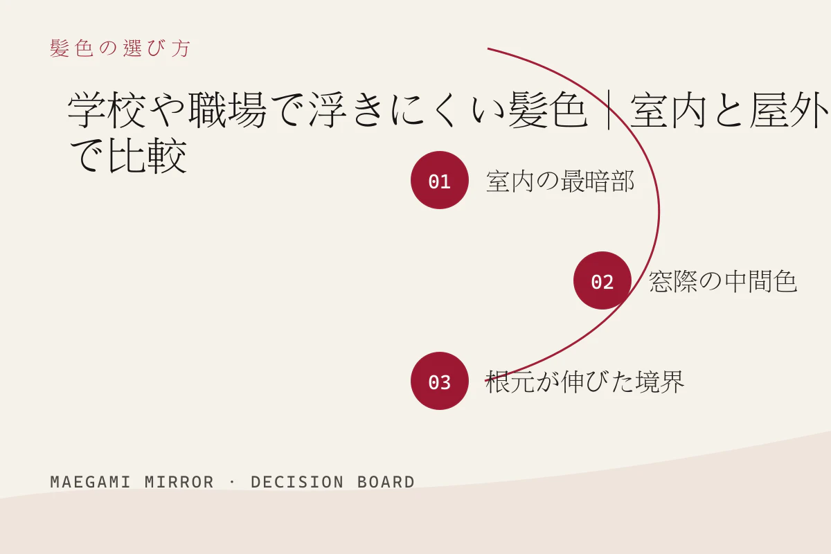 学校や職場で浮きにくい髪色|室内と屋外で比較の3つの判断軸