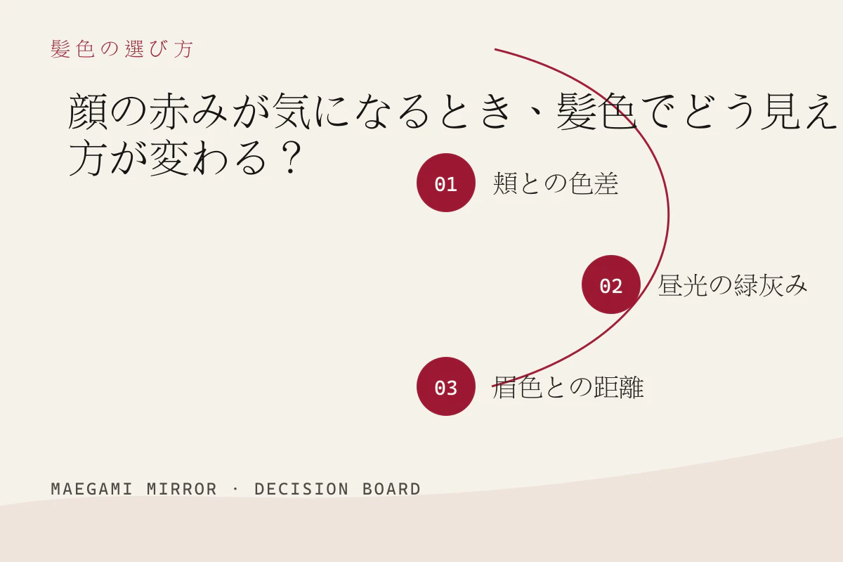 顔の赤みが気になるとき、髪色でどう見え方が変わる?の3つの判断軸