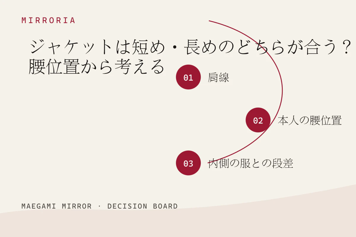 ジャケットは短め・長めのどちらが合う？腰位置から考えるの3つの判断軸