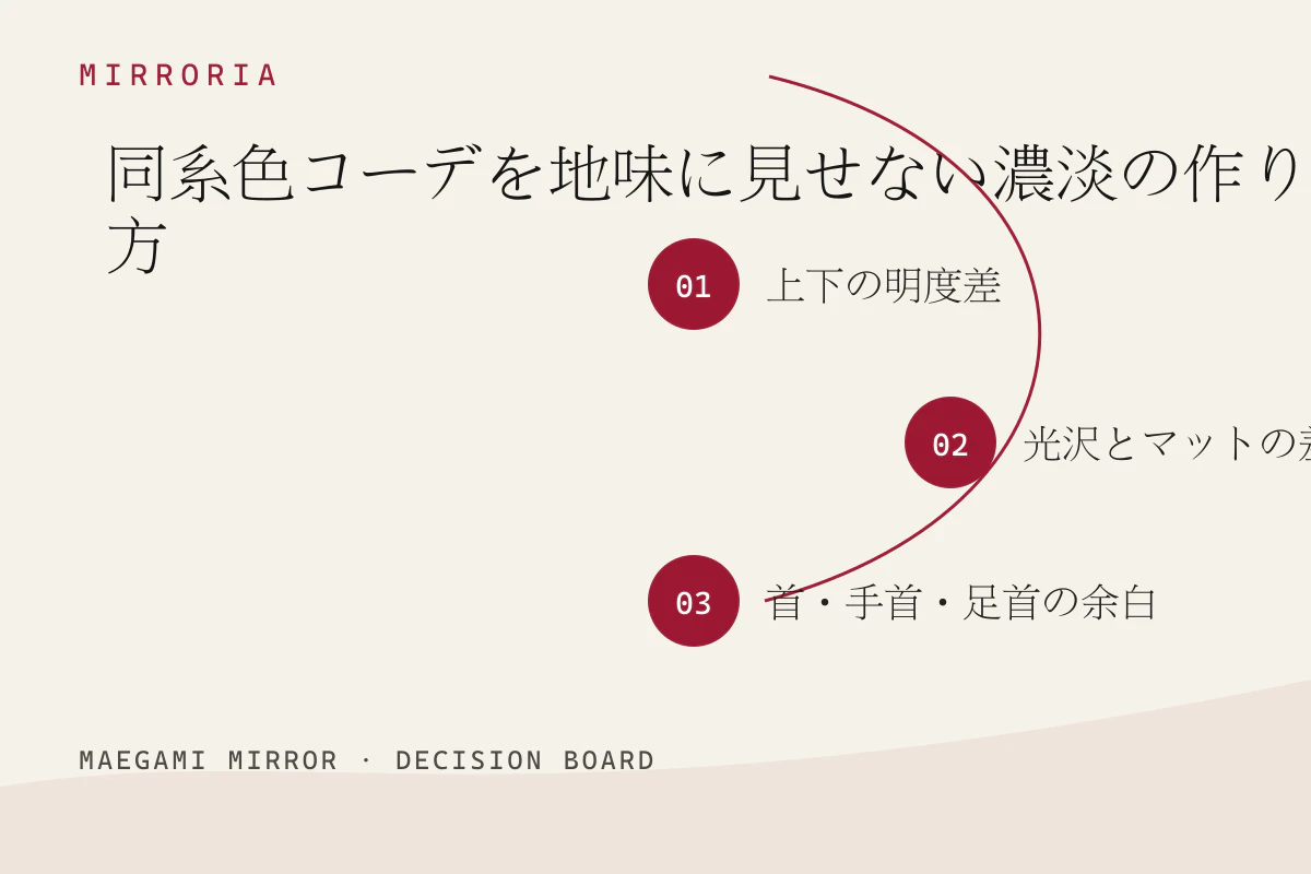 同系色コーデを地味に見せない濃淡の作り方の3つの判断軸
