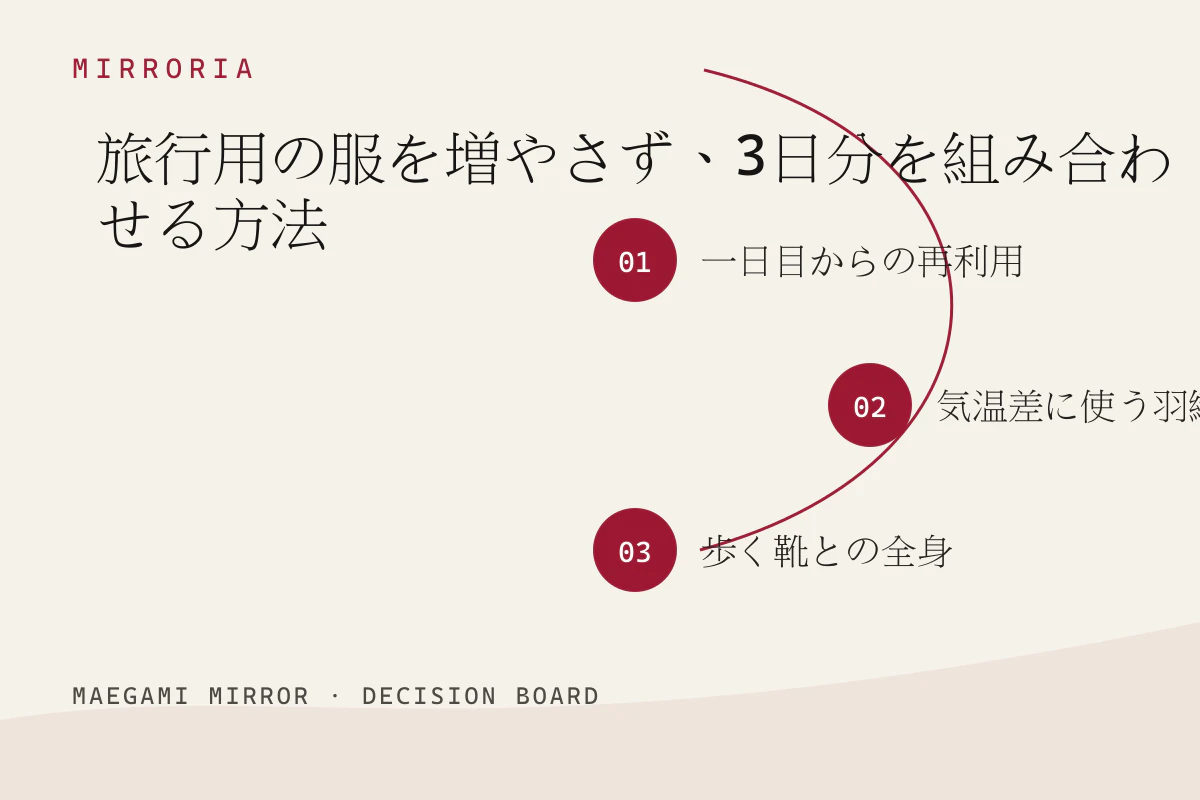 旅行用の服を増やさず、3日分を組み合わせる方法の3つの判断軸