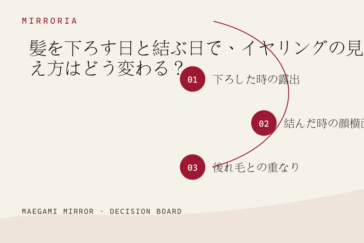 髪を下ろす日と結ぶ日で、イヤリングの見え方はどう変わる？の3つの判断軸